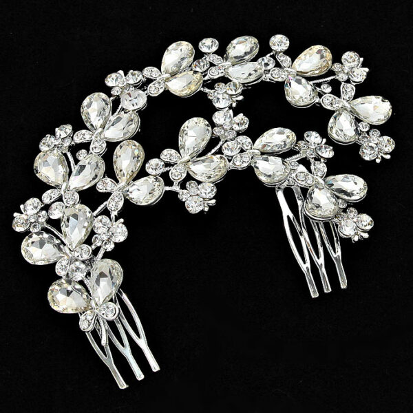 2 Layer Butterfly Studded Crystal LRB Hair Comb