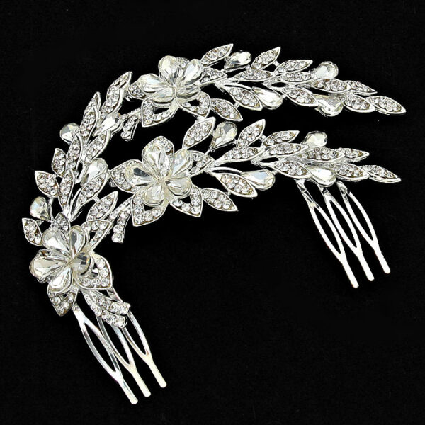 2 Layer Plant Studded Crystal LRB Hair Comb