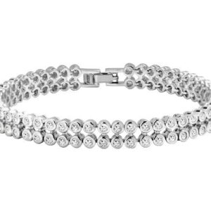 2 Row Round Diamond Cut LRB Tennis Bracelet