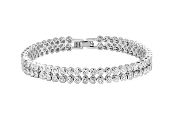 2 Row Round Diamond Cut LRB Tennis Bracelet
