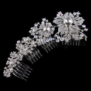 4 Flower Studded Rhinestone LRB Hair Comb
