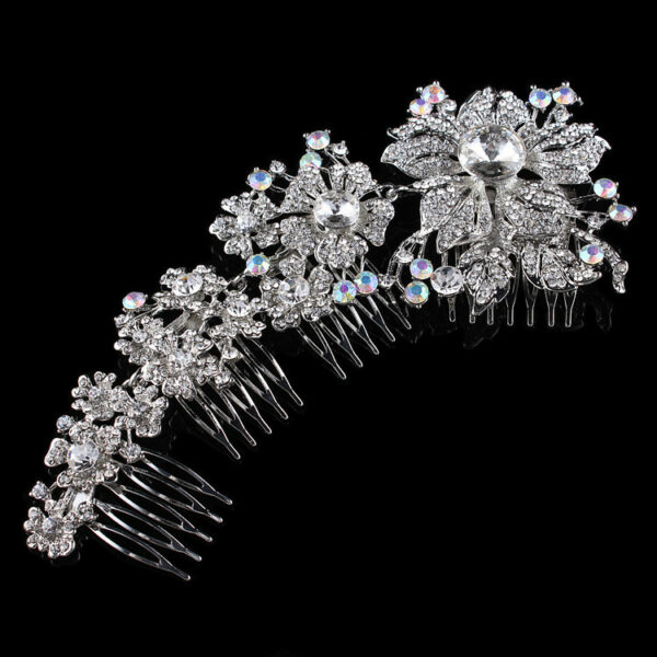 4 Flower Studded Rhinestone LRB Hair Comb
