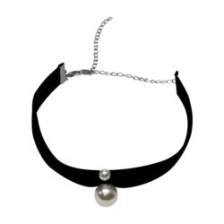 Black Double Pearl Suede Choker