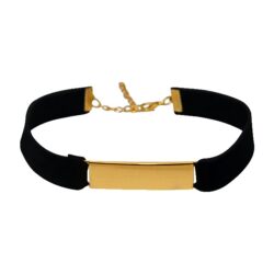 Black Suede Rectangular Gold Box Choker