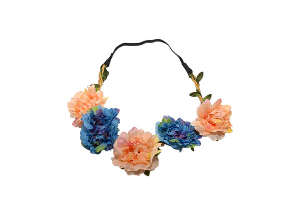Peach/Blue Fluffy Flower Head Band
