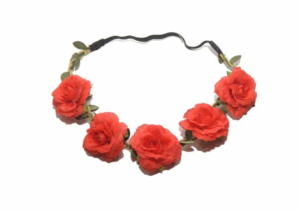 Red Floral Flower Head Band