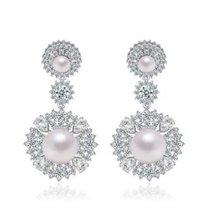 Silver 2 Layer Pearl Studded LRB Earrings