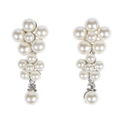 3 Layer Silver Long Pearl Drop Earrings