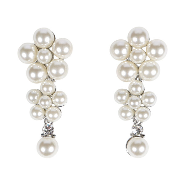 3 Layer Silver Long Pearl Drop Earrings