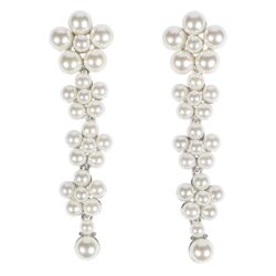 Silver Long Pearl Drop Earrings