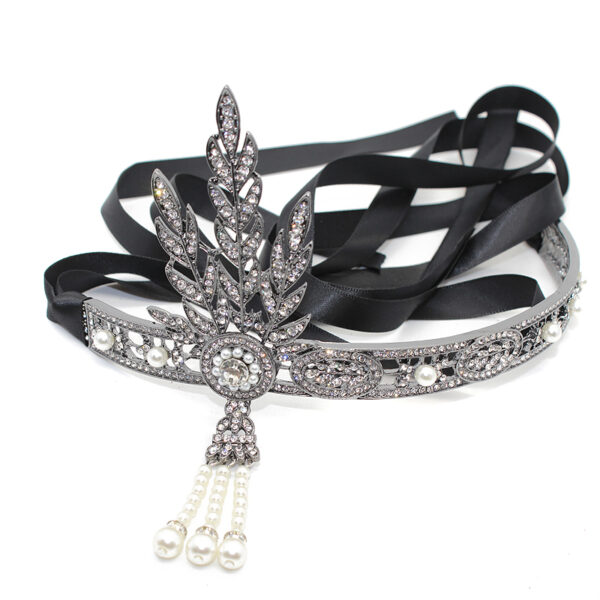 Black 1920s Vintage Great Gatsby Inspired Head Band