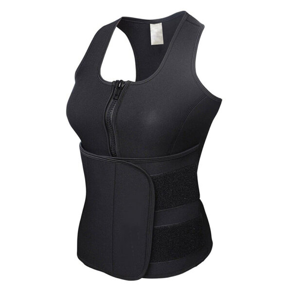 Black Training Fitness Top With Adjustable Waist Belt - Image 2