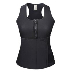 Black Training Fitness Top With Adjustable Waist Belt