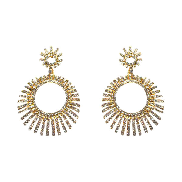Gold Round Sprouse Crystal Earrings