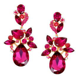 Purple Plant Crystal Statement Earrings