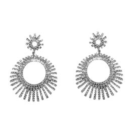 Silver Round Sprouse Crystal Earrings
