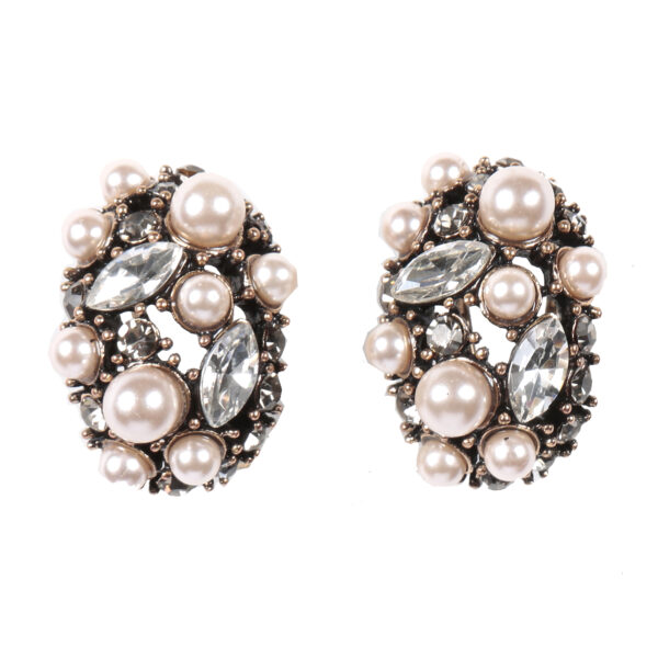 Bronze Curved Pearl Studded Earrings