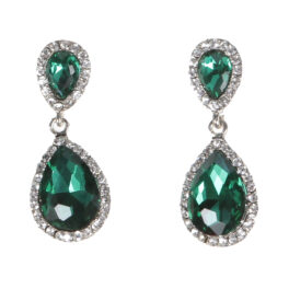 Green TearDrop Crystal Earrings