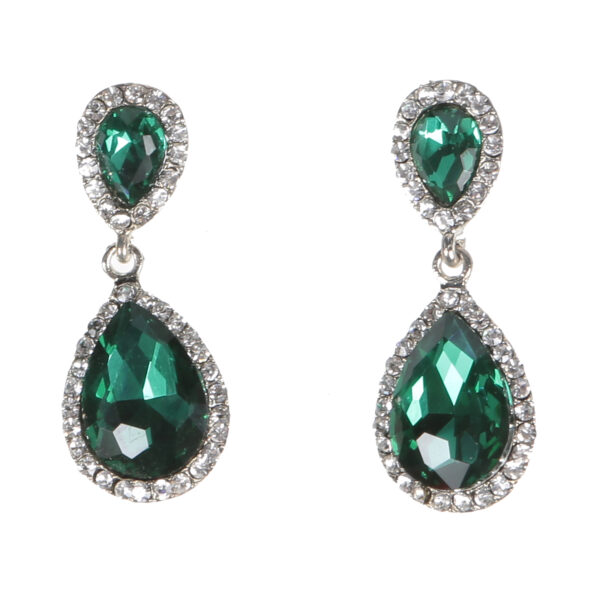 Green TearDrop Crystal Earrings