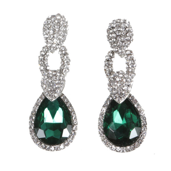 Green Double Studded Crystal Earrings