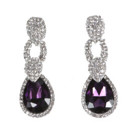 Purple Double Studded Crystal Earrings