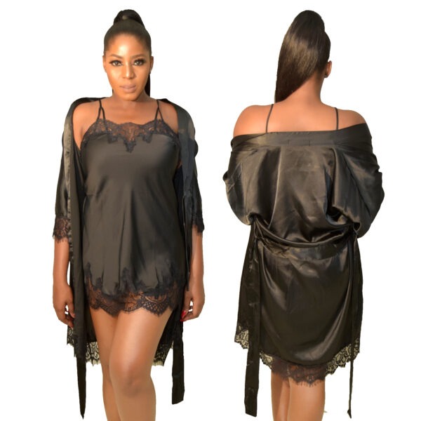 Short Lacey Set - Black - Image 3