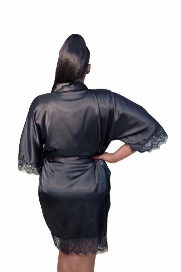 Short Lacey Robe - Black - Image 2