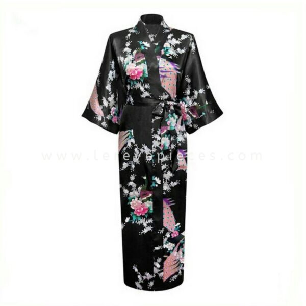 Black Long Peacock Robe