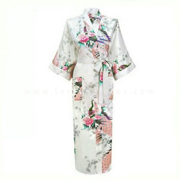 White Long Peacock Robe