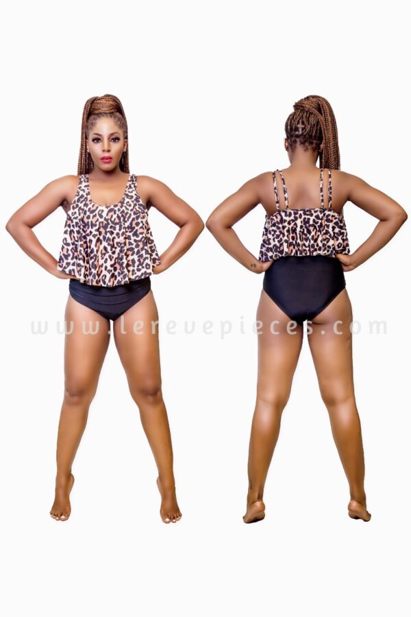 Black Leopard Sleeveless Top & Pant Two Piece Swimwear - Image 3