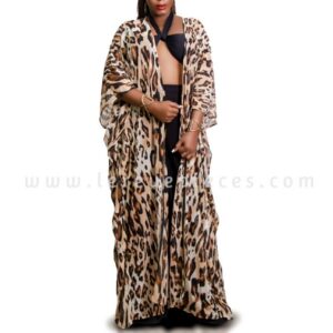 Cream Leopard Throw On Kimono Cover Up