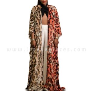 Mixed Leopard Throw On Kimono Cover Up