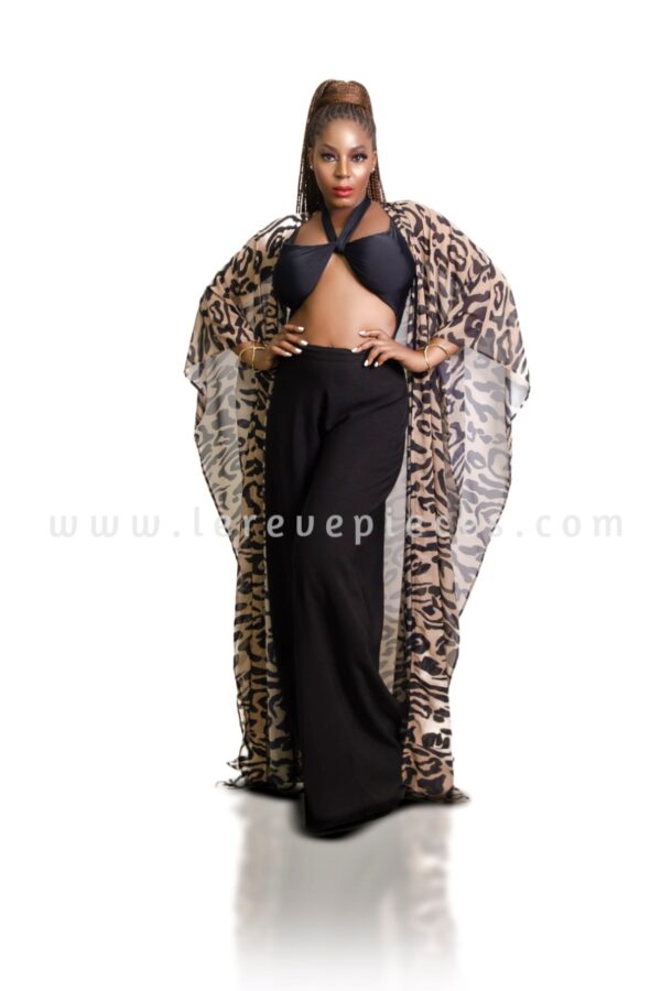 Abstract Leopard Throw On Kimono Cover Up